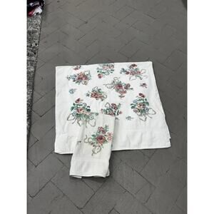 Vintage Elizabeth Gray Floral Bath Towel & Hand Towel Set Retro Cottagecore